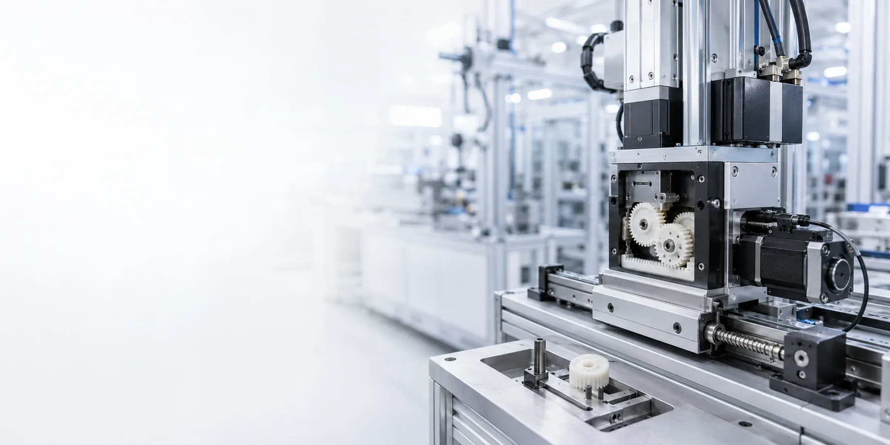 Industrial motion module with gears and molded movement components