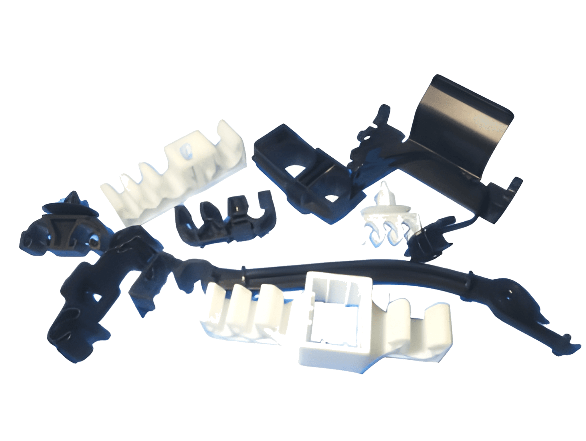 Automotive injection-molded clips and fasteners