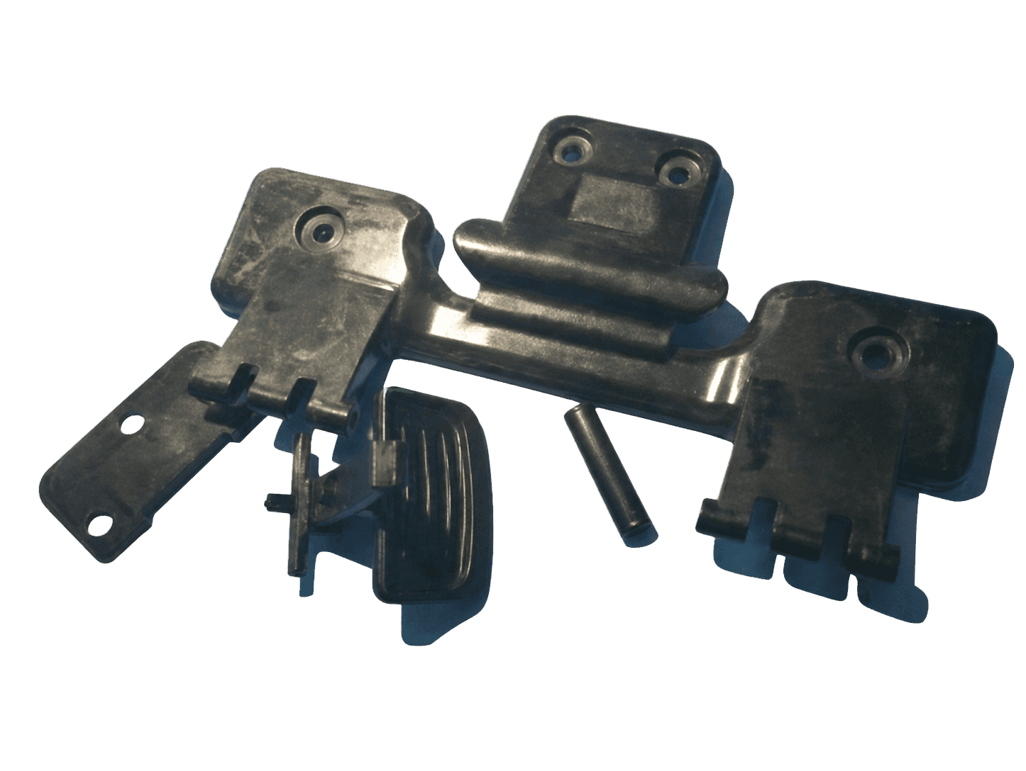Molded control-box components with mounting and retention features