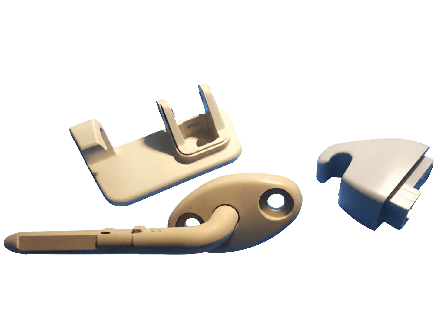 Automotive injection-molded interior rearview mirror base components