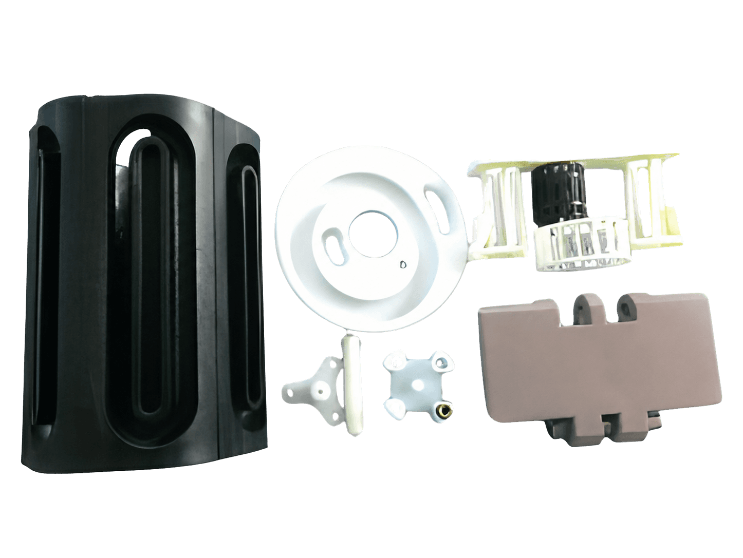 Injection-molded conveyor chain plate bracket and support components