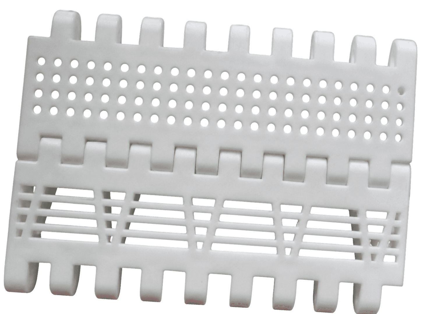 Injection-molded modular conveyor chain plate components