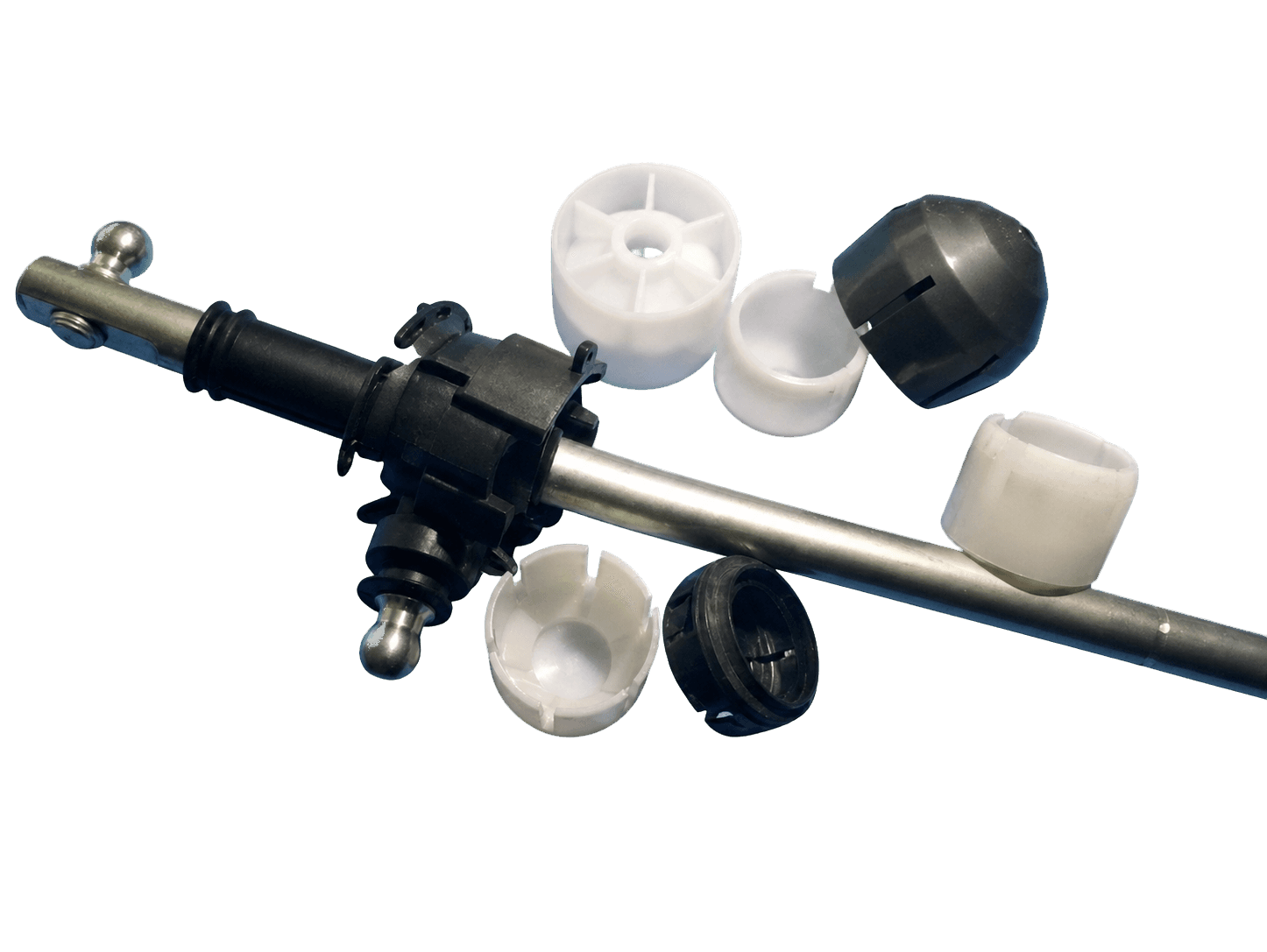 Automotive gear shift seats and connecting rod components