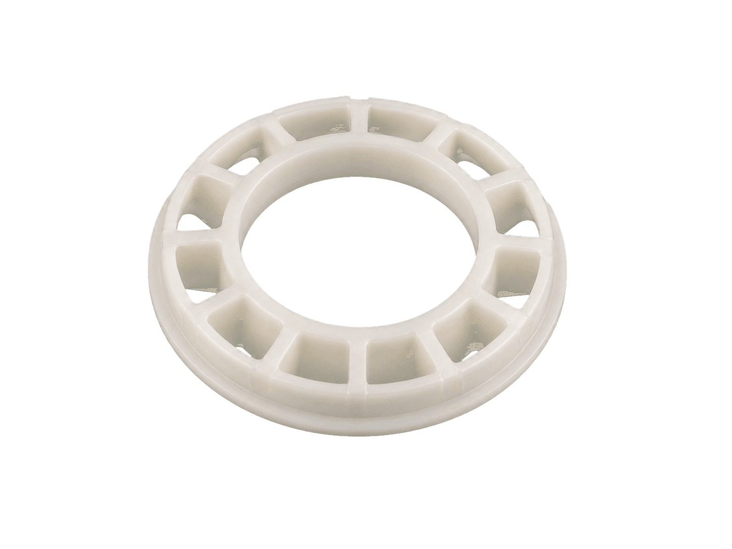 Molded annular bearing cage with evenly spaced pockets