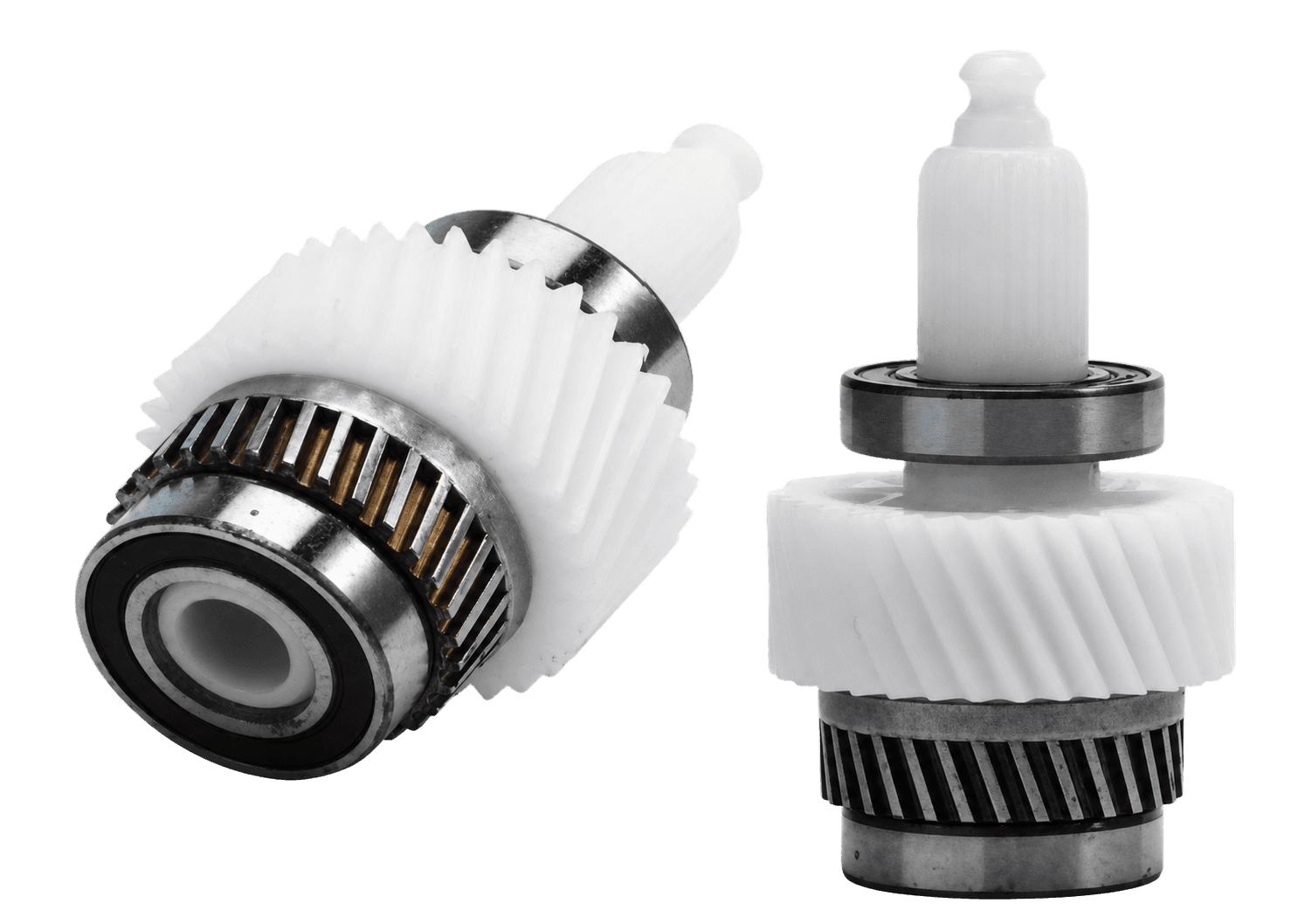 Injection-molded worm gear shaft components