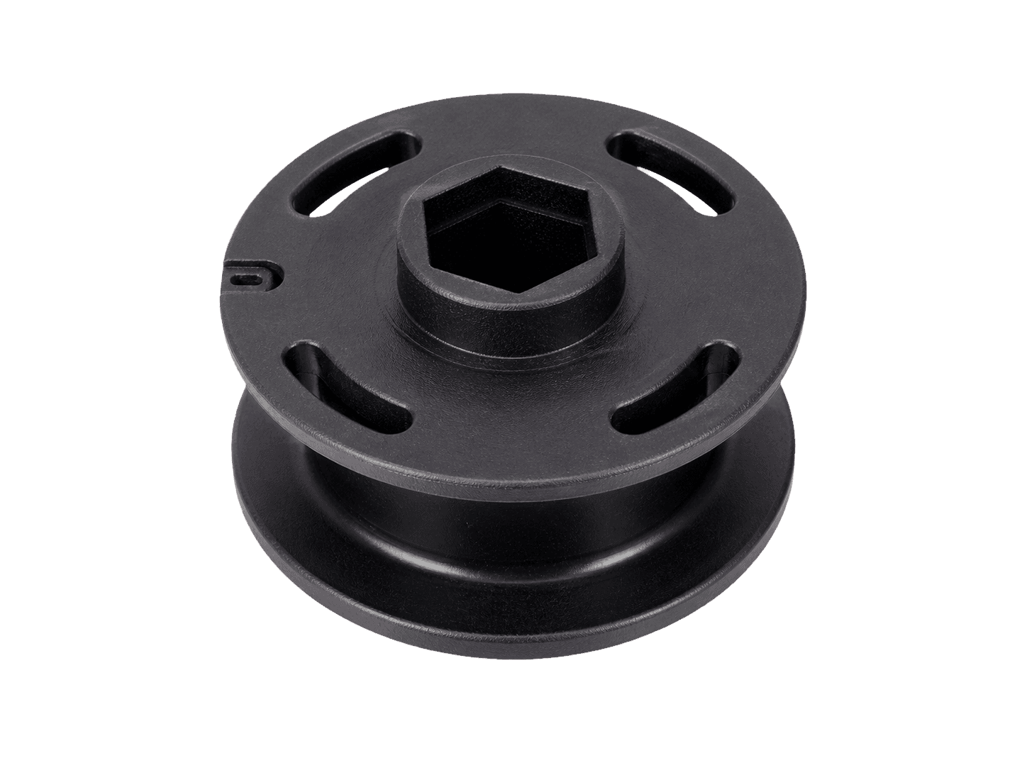 Black injection-molded POM grass trimmer reel