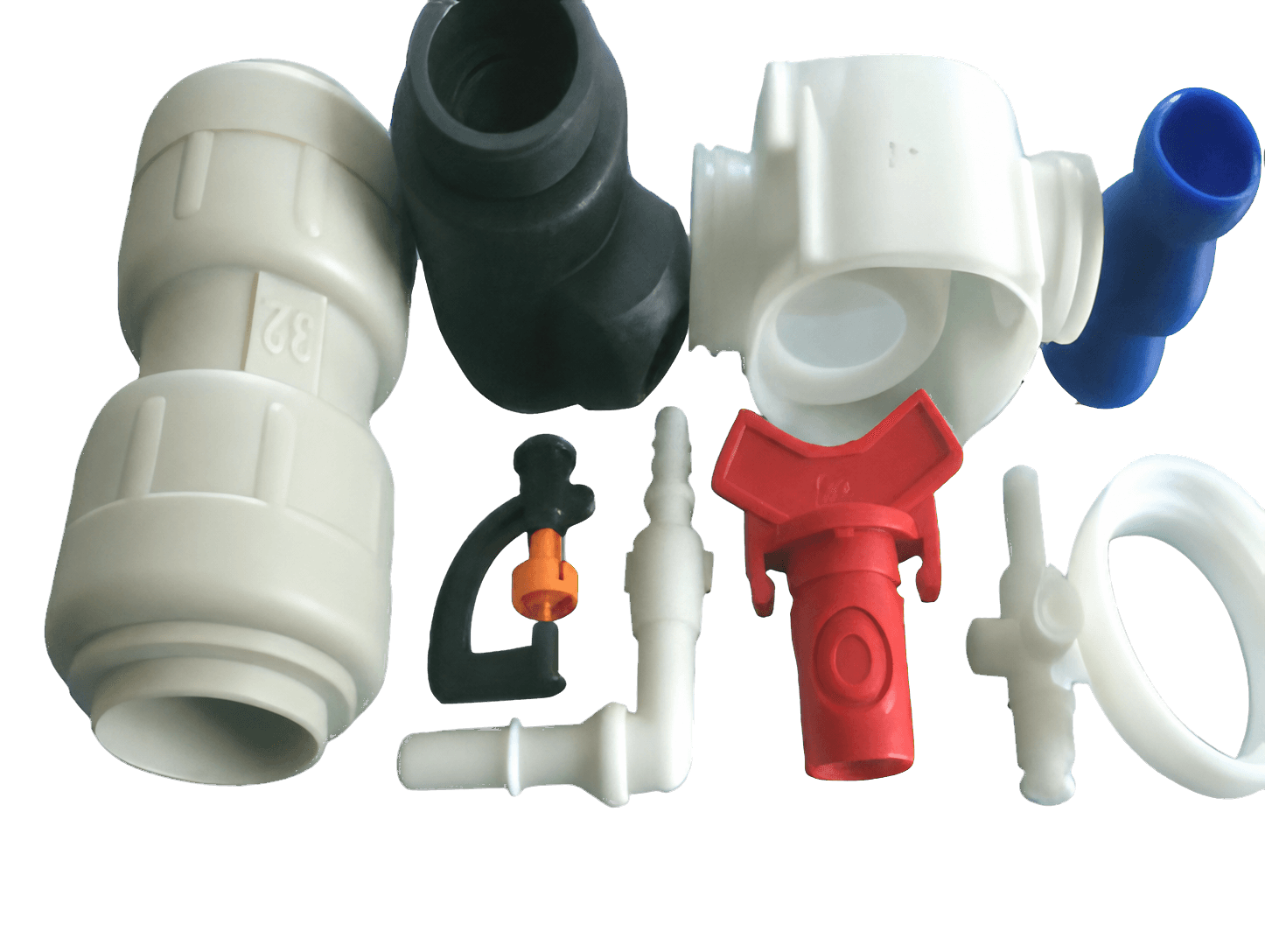 Injection-molded rapid pipeline connectors for irrigation equipment