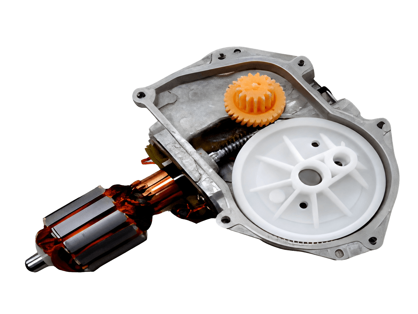 Automotive wiper motor assembly with injection-molded polymer gears