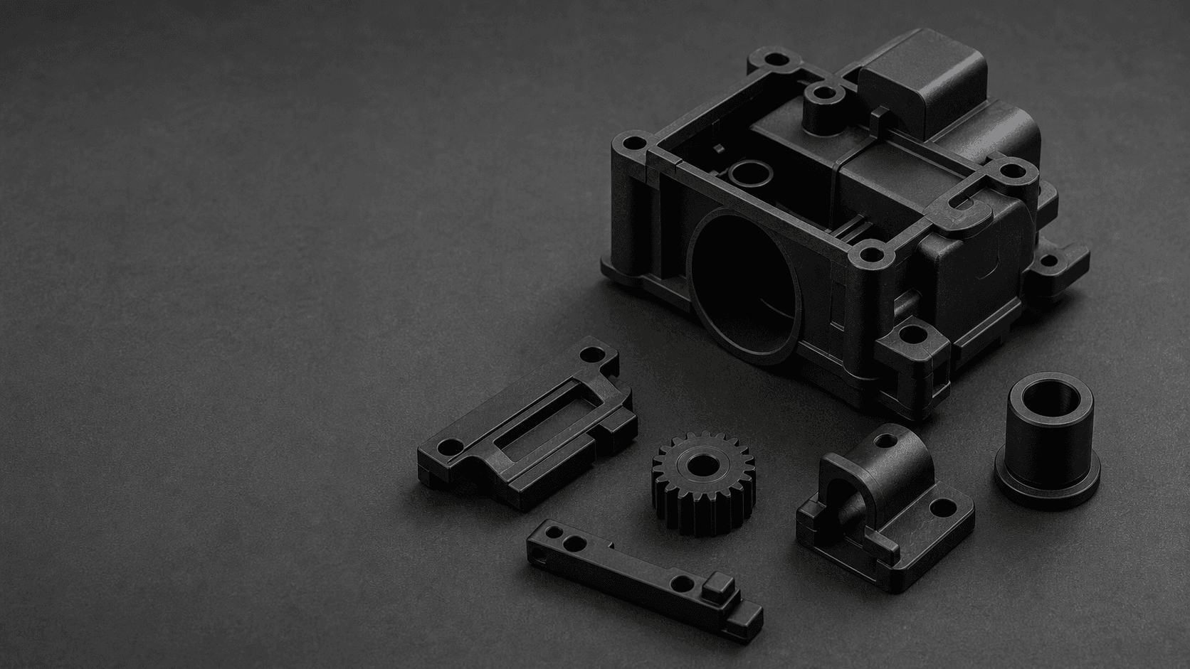 Black precision molded functional plastic components